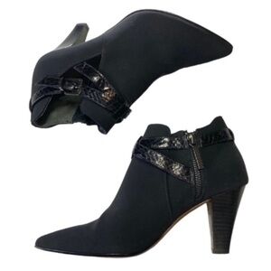 Donald J Pliner Leather Croc Embossed Pointed Toe Ankle Booties Size 7.5